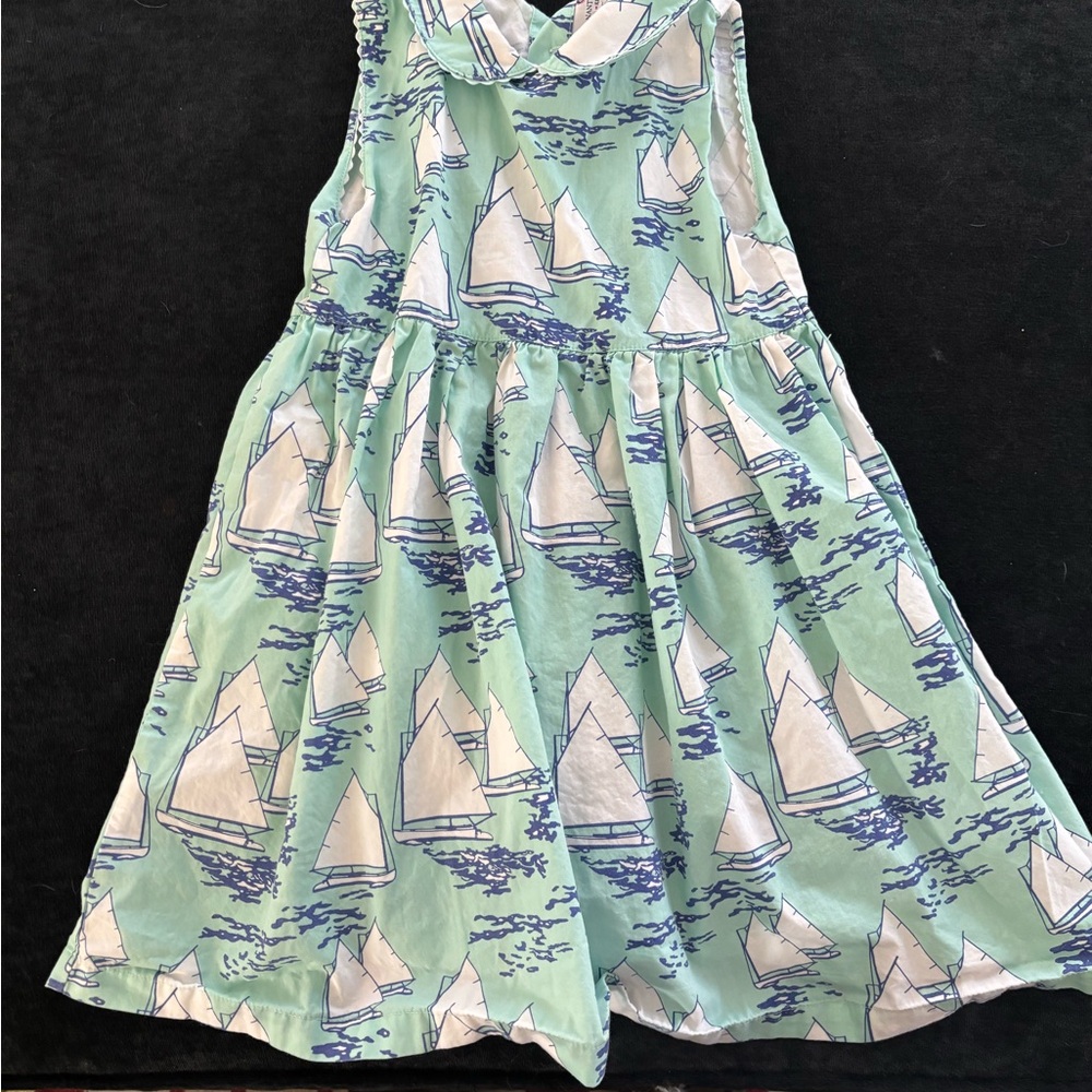 Sailboat Adventure Kids Dress - Mint and White